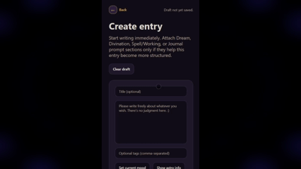 Animated preview of guided journaling templates in the app.